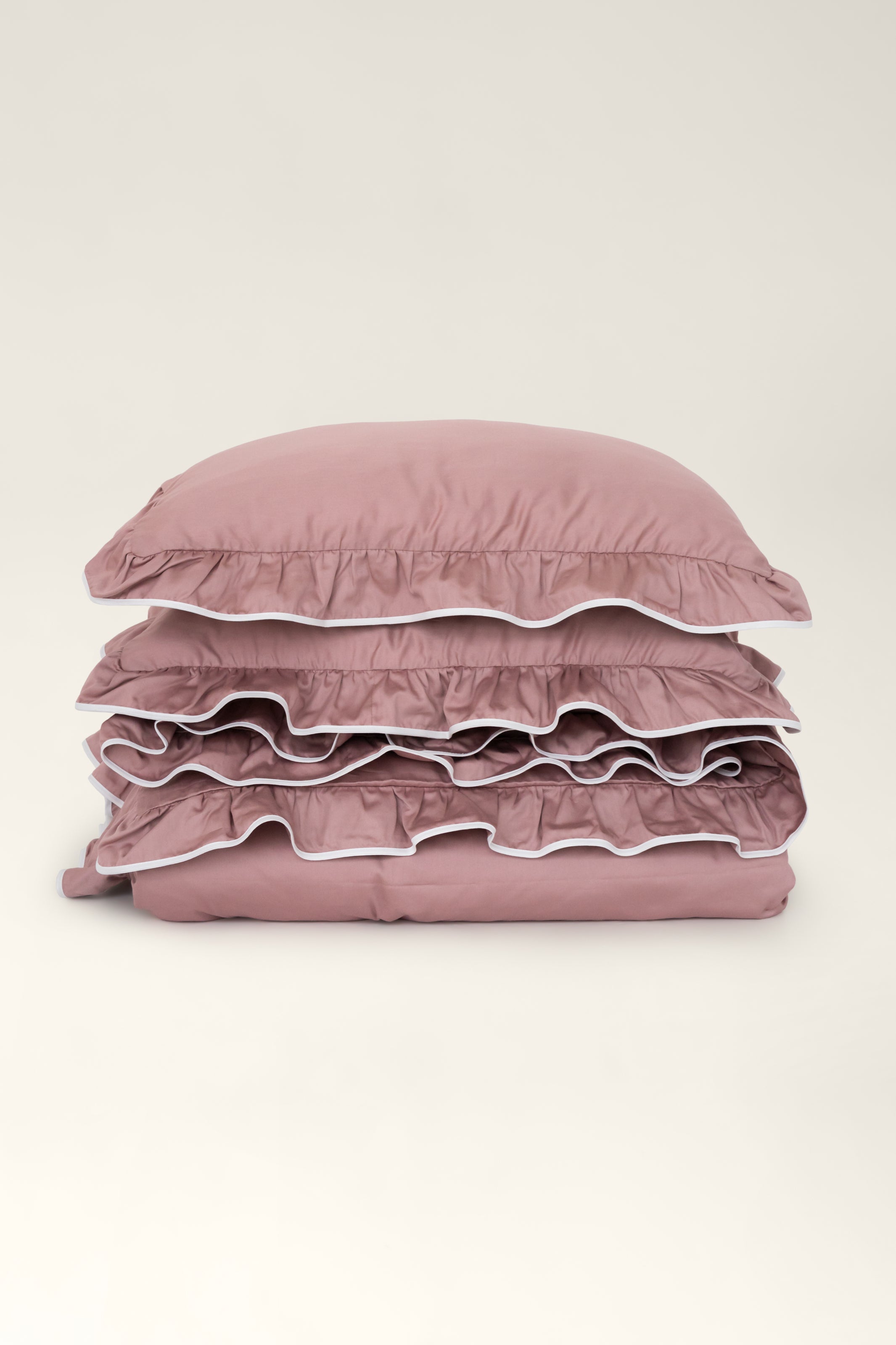 Satin-Bettwäsche mit Rüschen und Paspel Ely