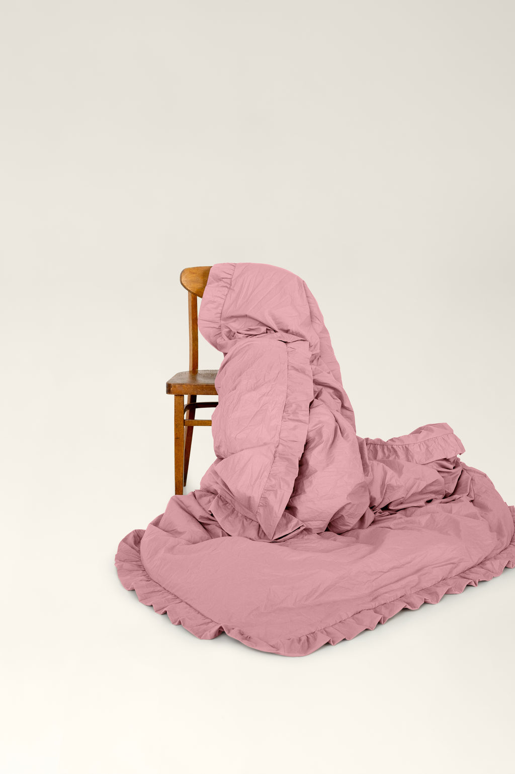 Bettwäsche aus gekochter Baumwolle mit Rüschen Strawberry Pink