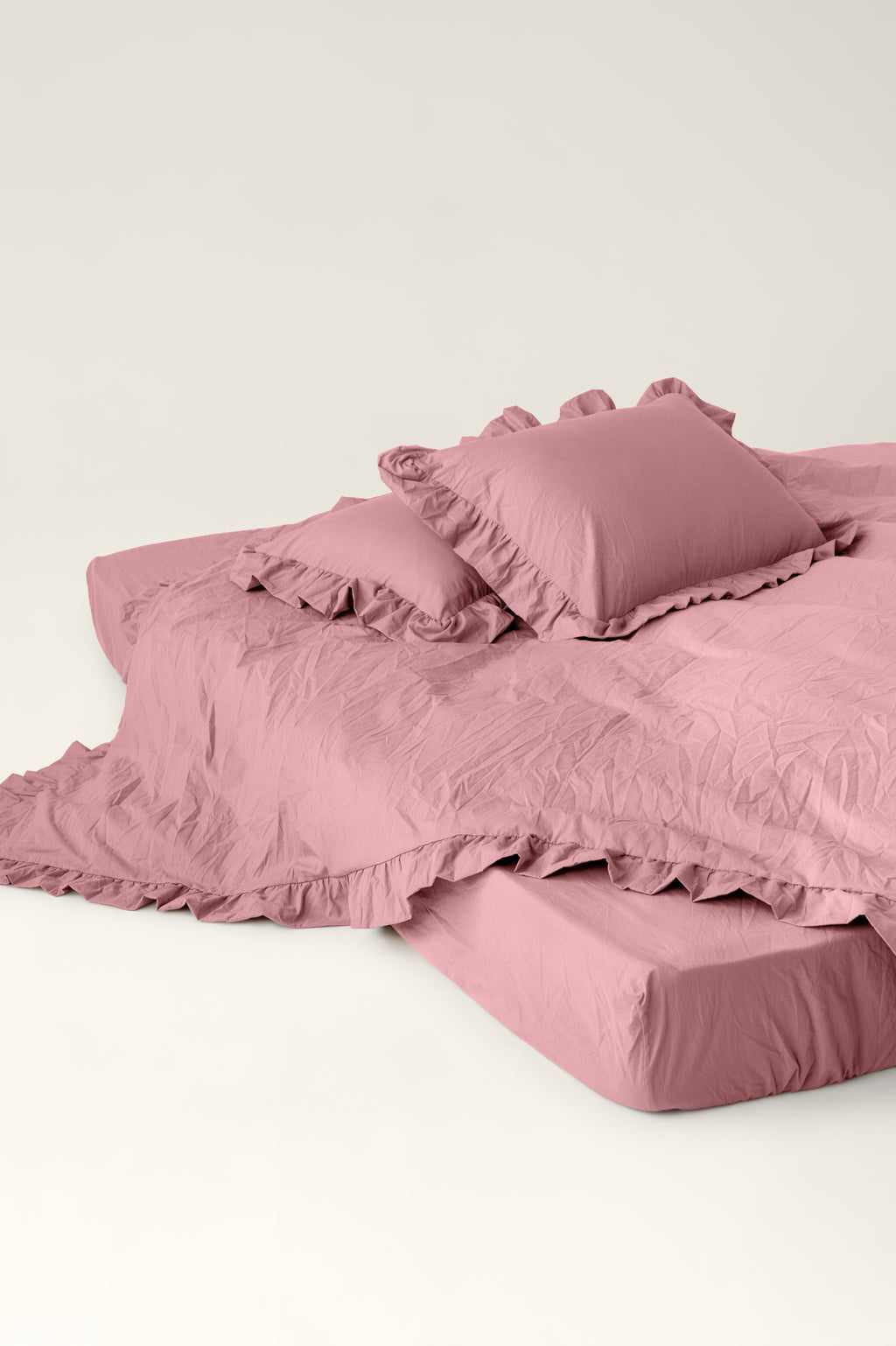 Kissenbezüge aus gekochter Baumwolle mit Rüschen Strawberry pink